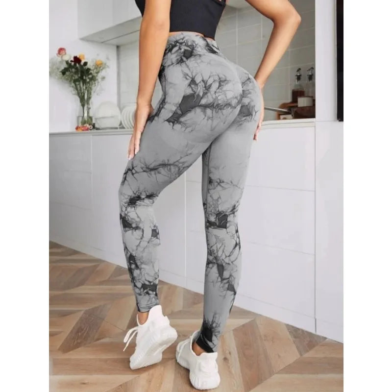 Leggings Seamless Mujer | Mallas Deportivas Cintura Alta Tie Dye Push Up Yoga y Fitness