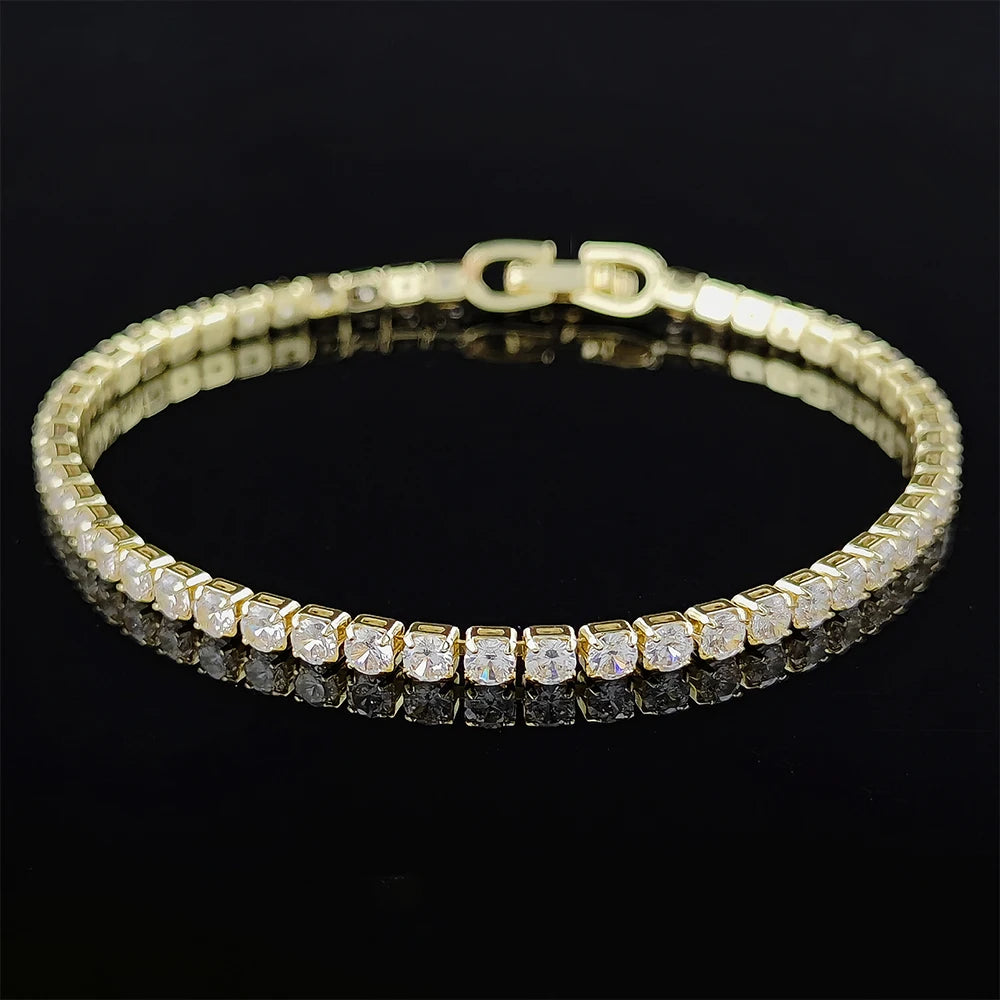 Luxury 4mm Round Silver Color on Hand Bracelet Bangle for Women Anniversary Gift Jewelry Bulk Sell Free Shipping Items S5650