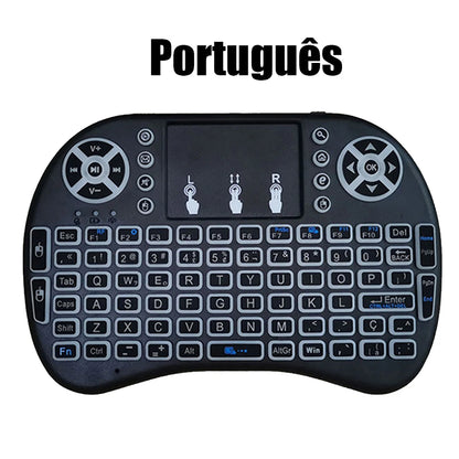 Mini Teclado Inalámbrico 2.4G con Touchpad y Retroiluminación – Air Mouse i8 Español Francés Ruso Árabe para PC, Smart TV, Android TV Box