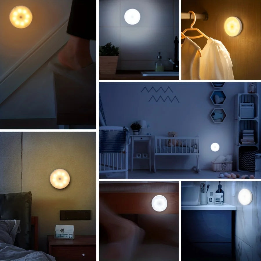 Lámpara LED Inteligente con Sensor de Movimiento | Luz Nocturna Recargable USB | Inalámbrica con Imán para Emergencia y Hogar
