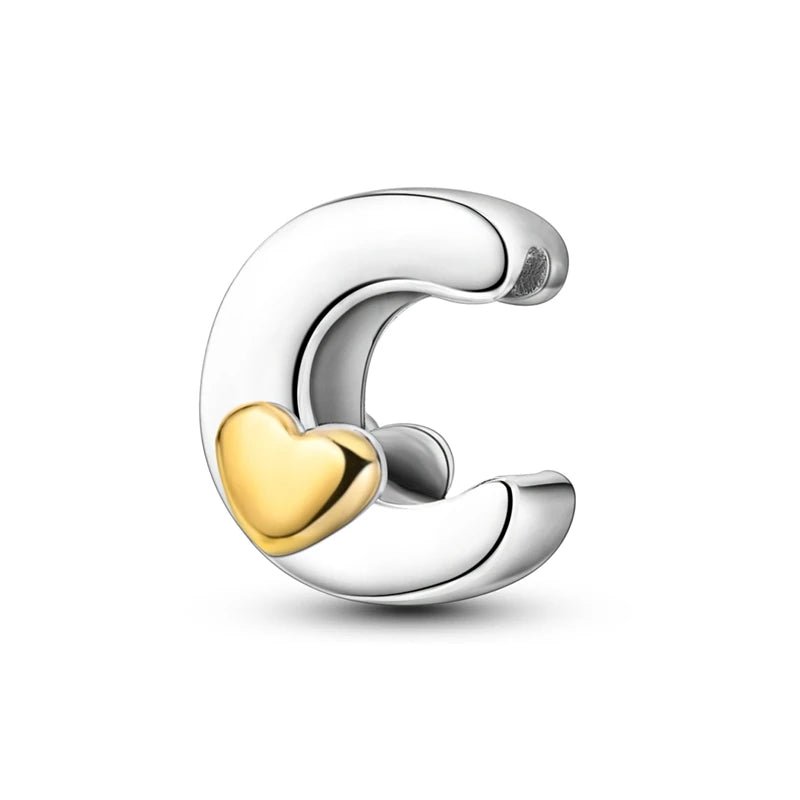 Charm letras alfabeto inglés de plata 925 – Colgante inicial A-Z para pulsera tipo Pandora, joyería DIY personalizada