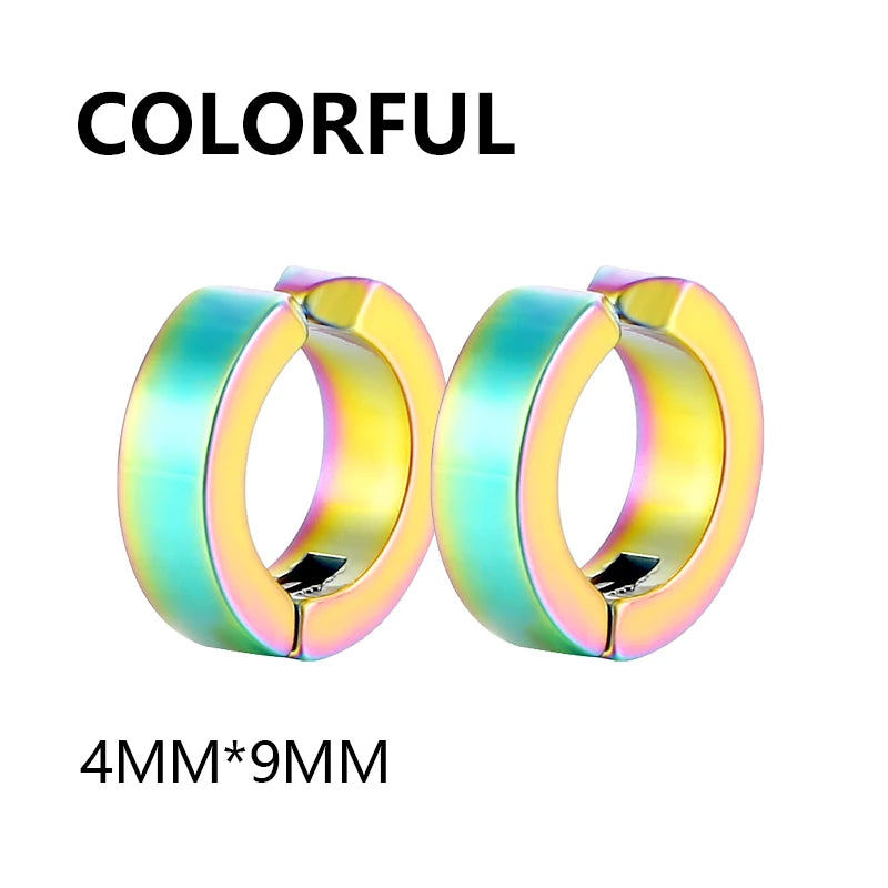 Set de 2 Ear Cuffs Coreanos Punk – Aros de Acero Inoxidable Negro para Hombre y Mujer, Sin Perforación