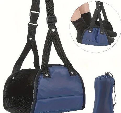 Hamaca Ajustable para Pies – Descanso de Viaje, Avión, Auto y Oficina