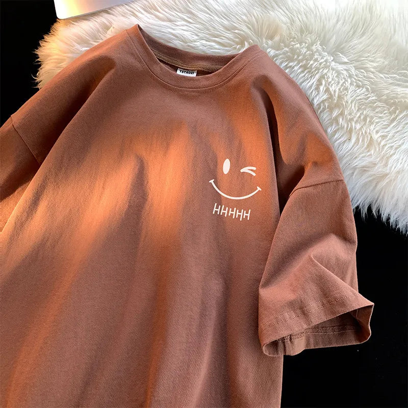 Camiseta Oversize Unisex Smiley Face | Moda Urbana Estilo Casual para Hombre y Mujer