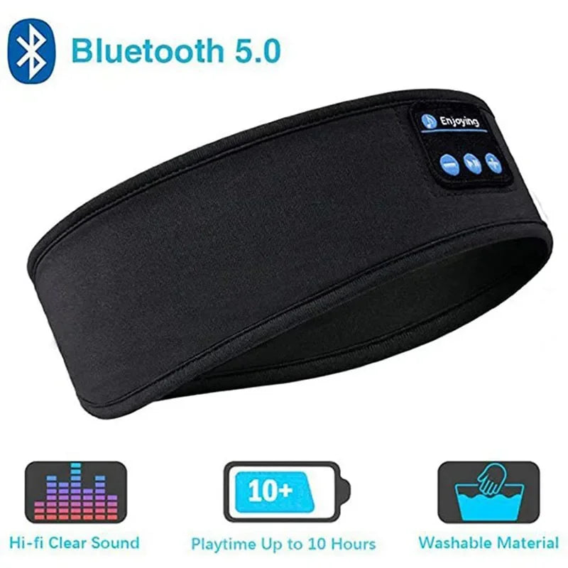Diadema Bluetooth deportiva y para dormir – Auriculares inalámbricos con antifaz musical, elásticos y cómodos