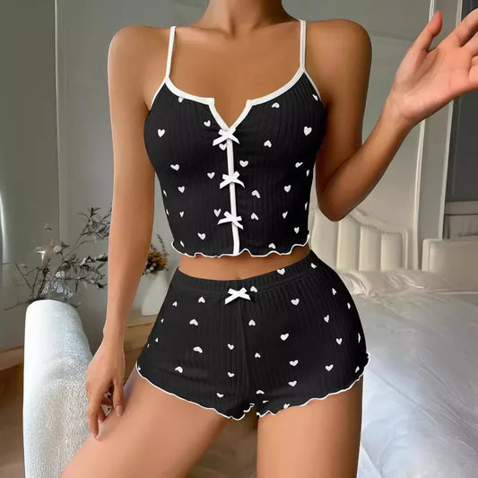 Pijama Mujer 2 Piezas Verano | Conjunto Tirantes + Pantalón Corazones Homewear 2024