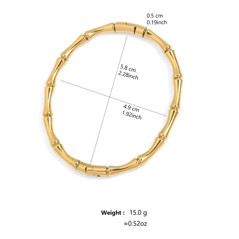 Pulsera de Acero Inoxidable Bambú para Mujer y Hombre - Diseño Elegante en Oro y Plata