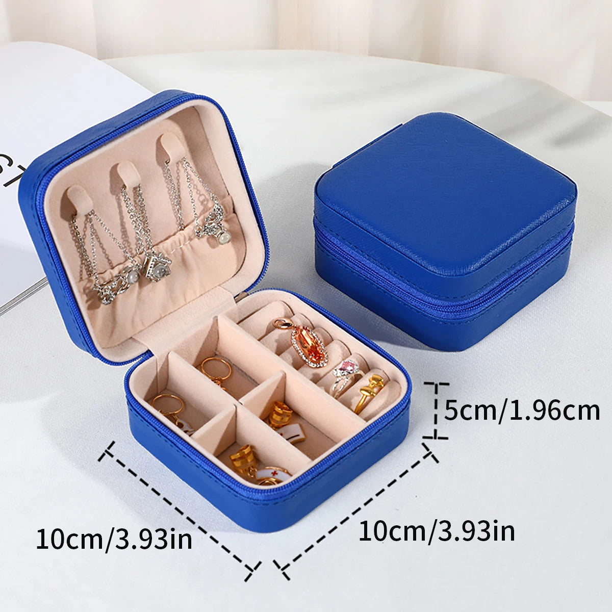 Estuche de Viaje para Joyería | Caja Organizadora de PU Leather | Mini Joyero Portátil para Anillos, Pendientes, Pulseras y Collares