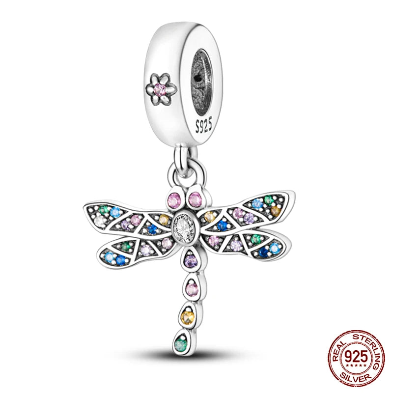 Charm de Plata S925 Mariquita de Siete Puntos y Trébol de la Suerte – Abalorio Colorido y Brillante para Pulseras Originales