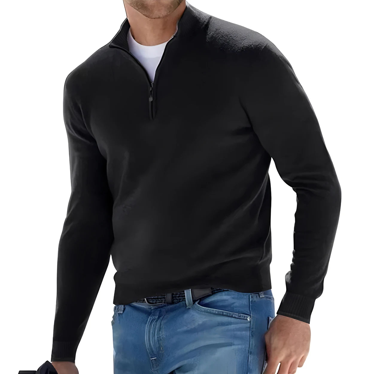 Suéter Hombre Manga Larga | Medio Cierre y Cuello en V | Tejido Oversized Transpirable Streetwear