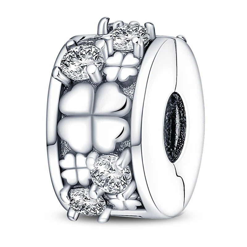 Charm de Plata S925 Mariquita de Siete Puntos y Trébol de la Suerte – Abalorio Colorido y Brillante para Pulseras Originales