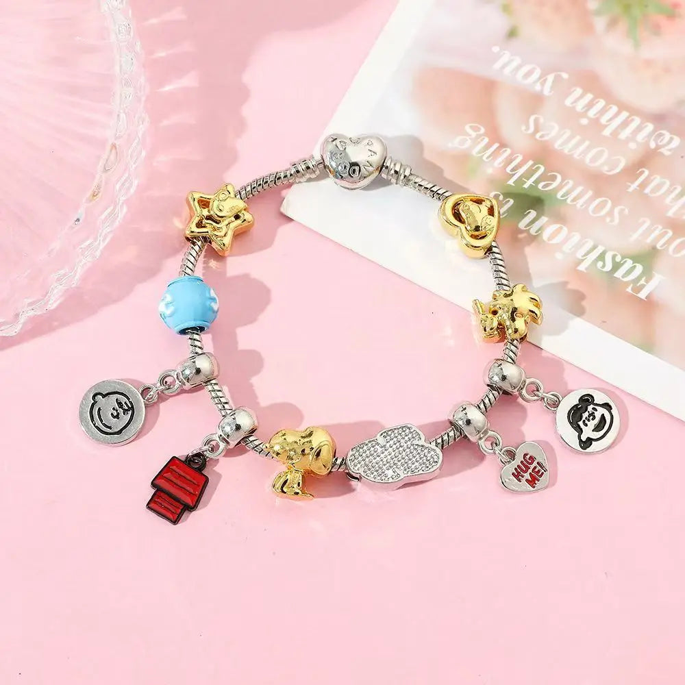 Charm Snoopy de verano – Abalorio de dibujos animados para pulsera tipo Pandora, joyería DIY divertida y cosplay infantil