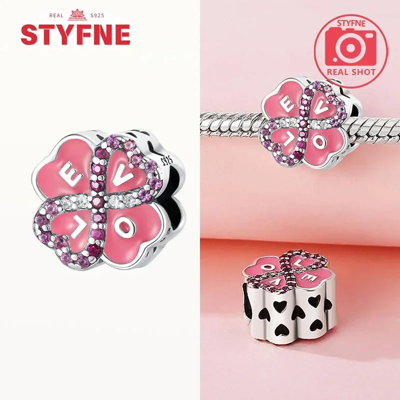 Charm Trébol de Cuatro Hojas en Plata 925 – Abalorios Suerte para Pulseras Originales Mujer