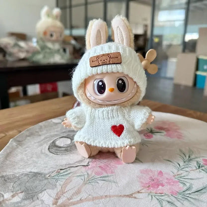 Accesorios Muñeca Conejito – Ropa Tejida con Gorro Orejas de Conejo y Suéter de Corazón para Juguetes y Coleccionistas
