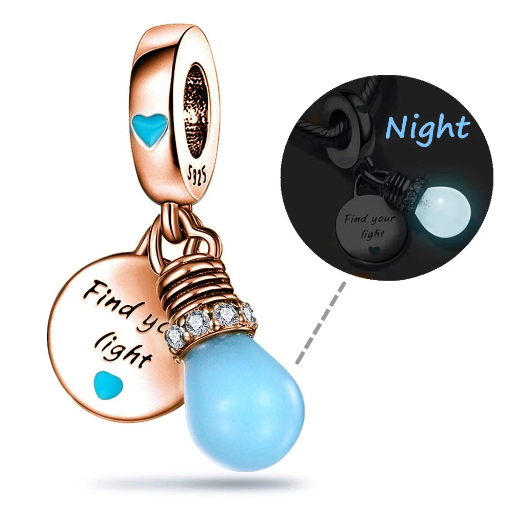 Charm Colgante Pareja Plata 925 y Oro Rosa | Compatible Pandora Original | Pulsera o Collar Mujer