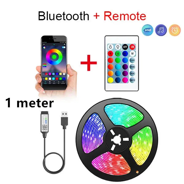 Tira LED Bluetooth SMD 5050 – Luces Inteligentes con Control por APP y Mando, Flexibles para TV, Gaming Room y Decoración del Hogar