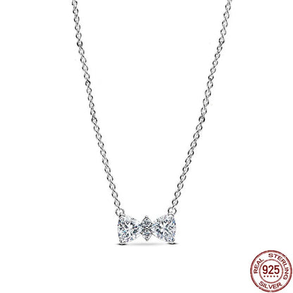 Collar colgante corazón redondo plata 925 – Dije clásico brillante compatible Pandora