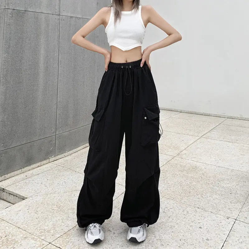 Pantalones Jogger Mujer Y2K 2024 | Pantalón Oversize Low Waist con Cordón y Pierna Ancha Streetwear