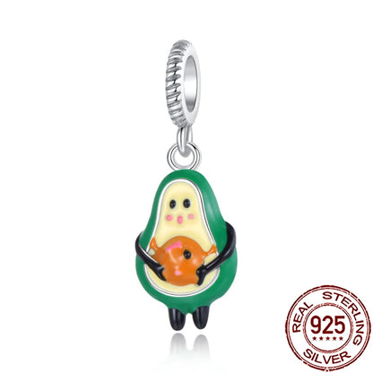 Charm Comida Divertida en Plata 925 – Café, Pastel, Frutas, Hamburguesa y Papas | Compatible Pandora 2025