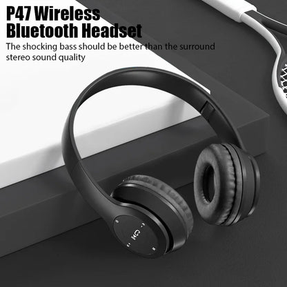 Foldable P47 Wireless Bluetooth 50 Headphones HIFI Stereo Bass Earphones for Music Gaming Kids Girls Smartphone Audio Device