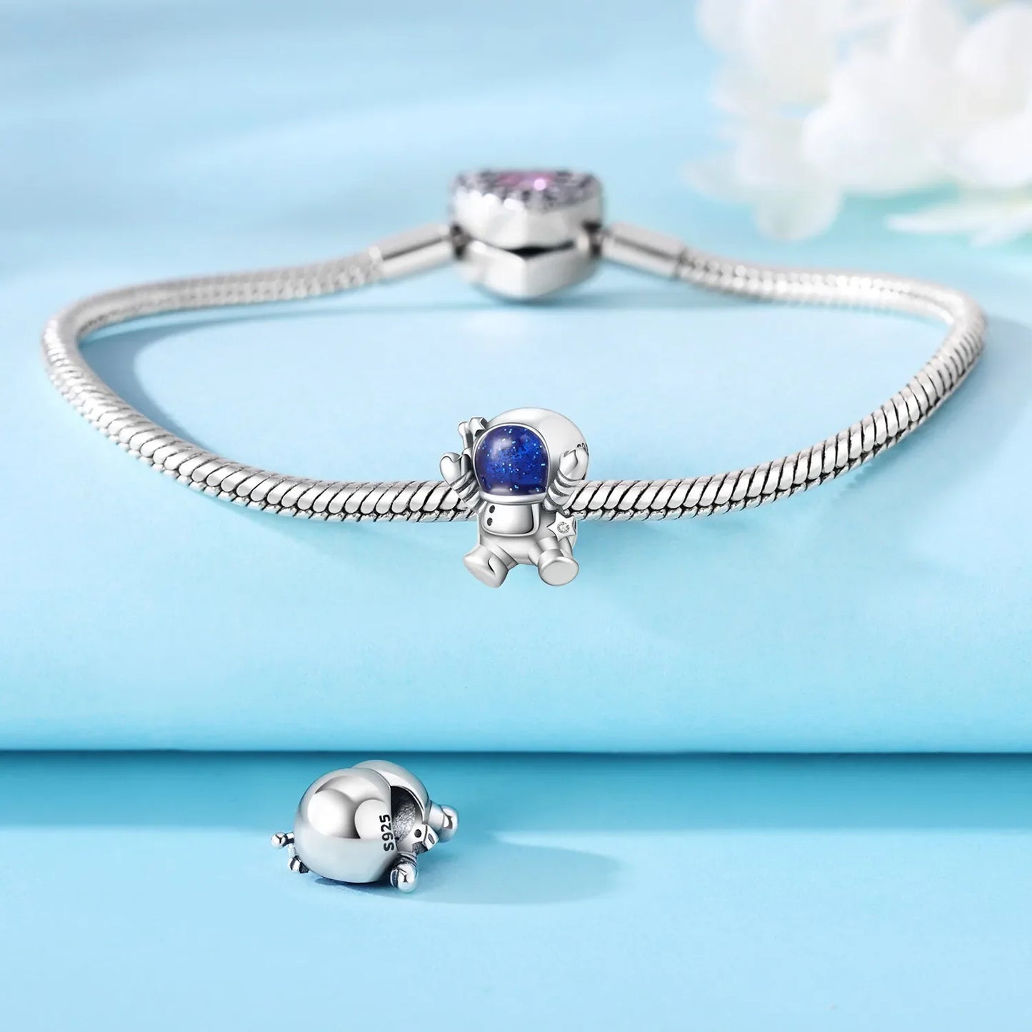 Charm Astronauta de Plata 925 con Estrella Brillante | Dijes de Joyería Fina para Mujer