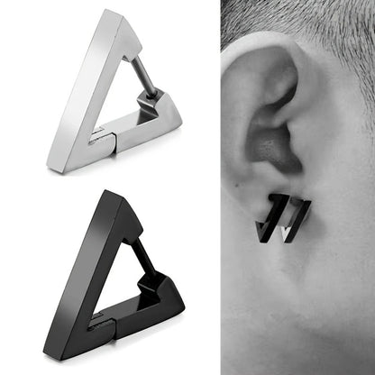 Aretes Punk Triangulares – Acero Inoxidable Hipoalergénico Unisex, Estilo Moderno y Duradero