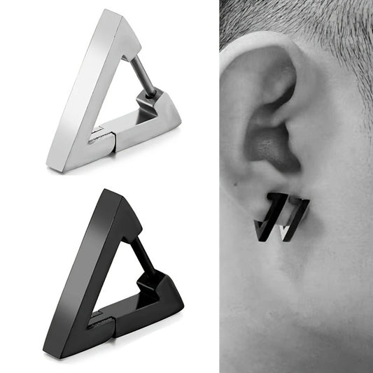 Aretes Punk Triangulares – Acero Inoxidable Hipoalergénico Unisex, Estilo Moderno y Duradero