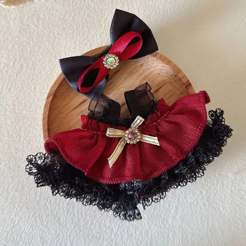 Labubu Peluche Colgante 17cm – Accesorios de Ropa Kpop Estilo Princesa con Vestido de Moño, Muñeco Idol Kawaii Regalo Colección