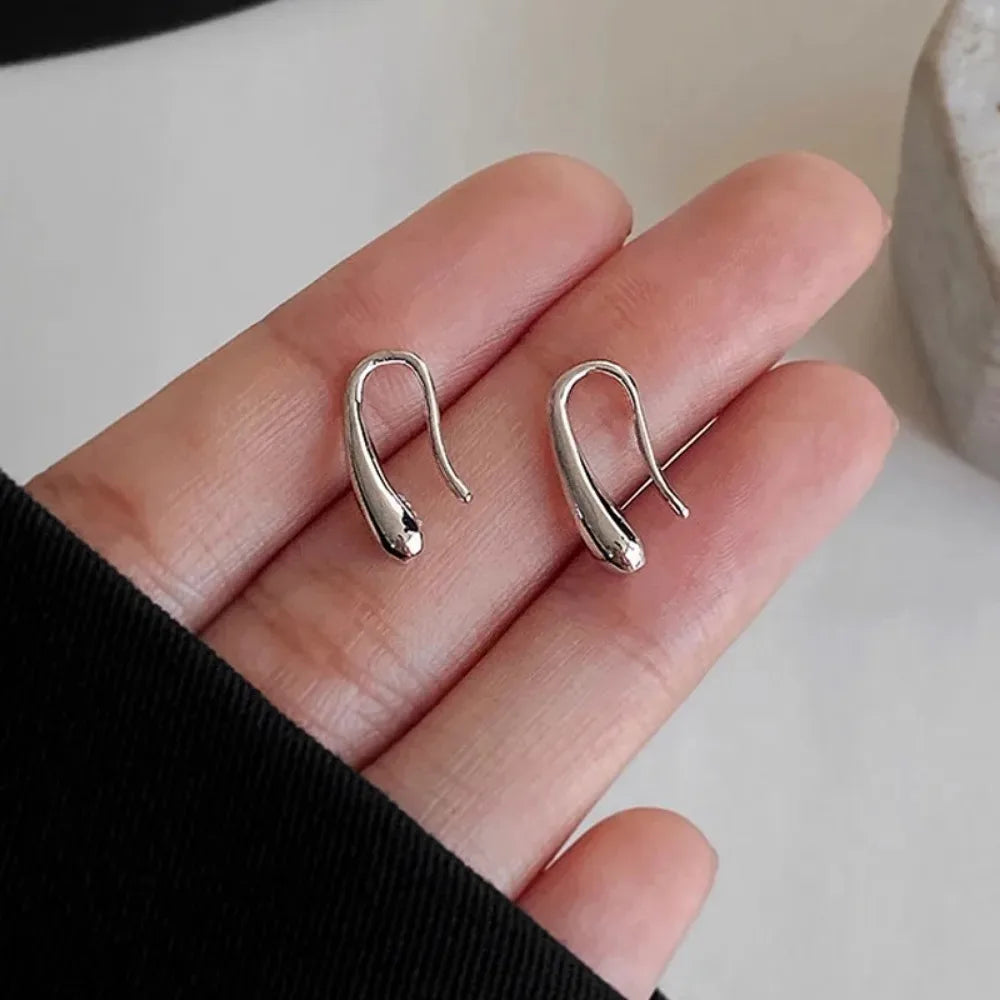 Silver Water Drop Shape Earrings for Women  Simple Temperament Ins Retro Jewelry Party Birthday