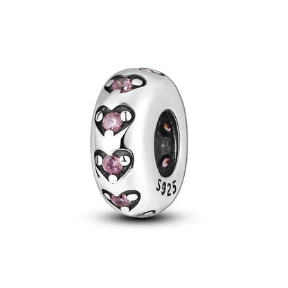 Charm separador redondo plata 925 con circonitas de colores – Compatible Pandora, joyería DIY elegante