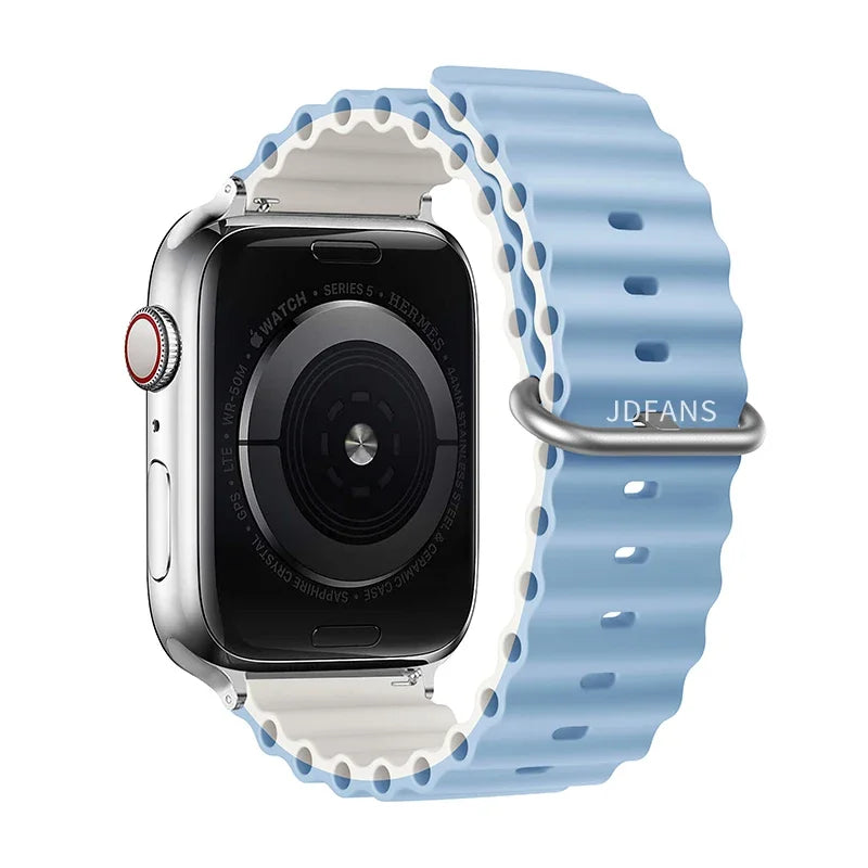 Correa Ocean Band Compatible con Apple Watch | Pulsera Deportiva Ajustable 49mm 45mm 44mm 41mm 40mm Series SE 3 6 7 8 9 10 Ultra