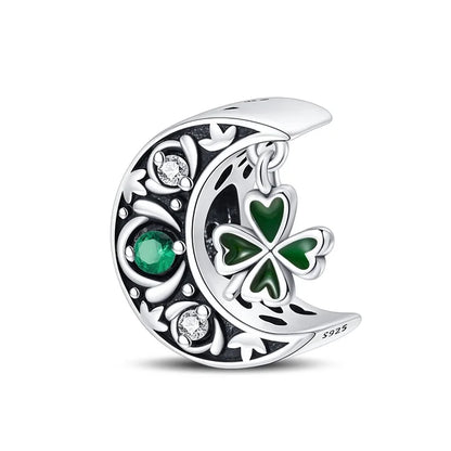 Charm de Plata S925 Mariquita de Siete Puntos y Trébol de la Suerte – Abalorio Colorido y Brillante para Pulseras Originales