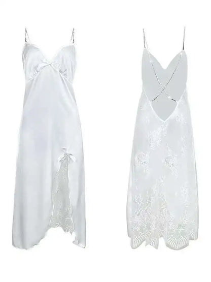 Camisón Largo Satén Mujer | Pijama Sexy Elegante Verano Ropa de Dormir