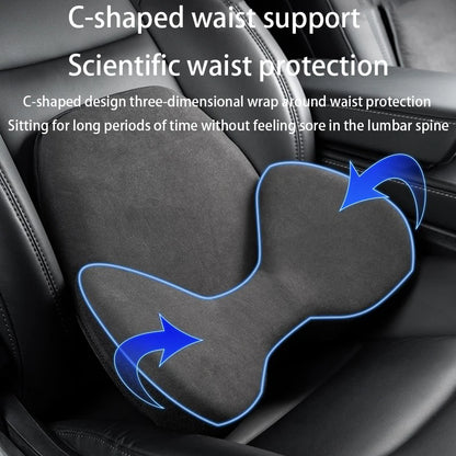 Cojín de Cuello y Soporte Lumbar en Memory Foam para Coche | Almohada Ergonómica de Viaje con Respaldo y Protección
