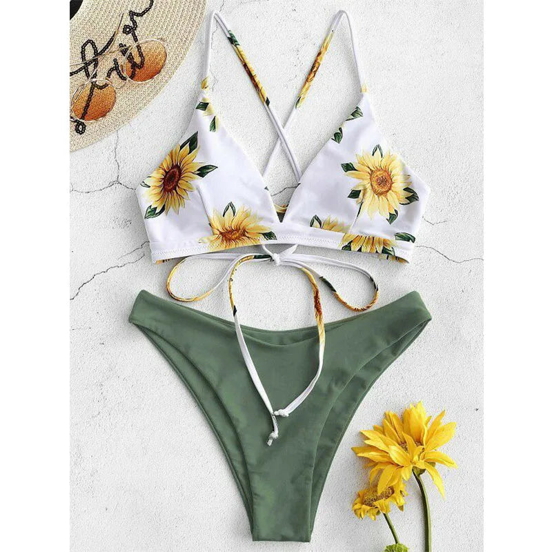 Bikini Mujer Girasol 2025 | Push Up Sexy con Estampado Floral Swimwear