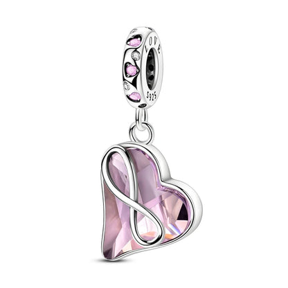 Charm Plata 925 Día de la Madre | Dije Corazón Rosa Love Mom Compatible Pandora Pulsera Collar Mujer