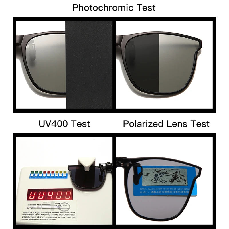 Gafas Clip-On Polarizadas para Hombre | Fotocromáticas, Antirreflejo y Visión Nocturna
