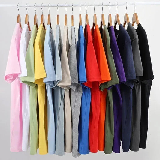 Camiseta Oversize de Alta Calidad Unisex – T-shirt de Algodón Manga Corta, Color Sólido, Básica y Casual