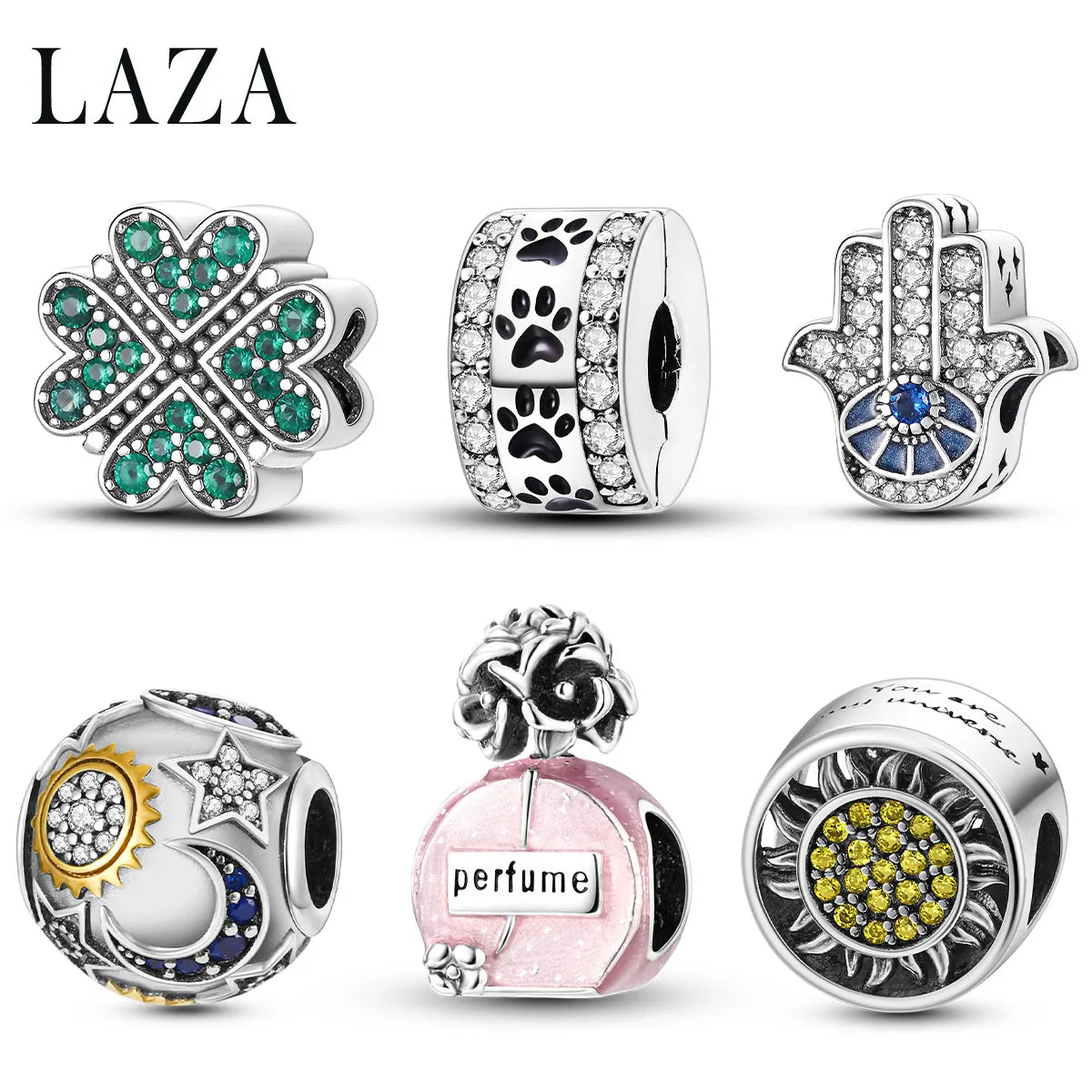 Charm de Perfume Sol y Luna en Plata – Abalorio para Pulsera DIY Mujer
