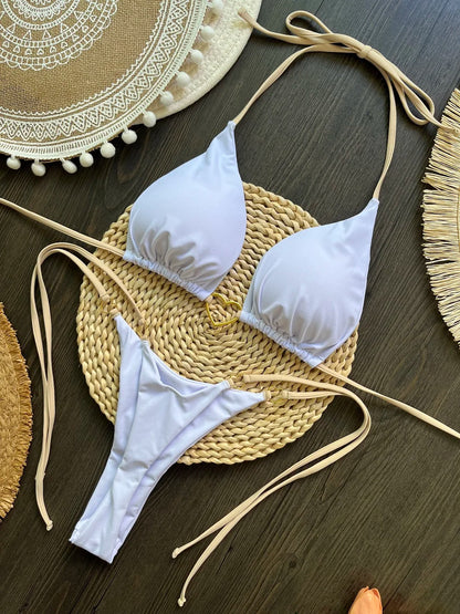 Bikini Sexy Mujer Halter | Set de Baño 2 Piezas Triángulo Tanga Brasileño RUOTONSEPT