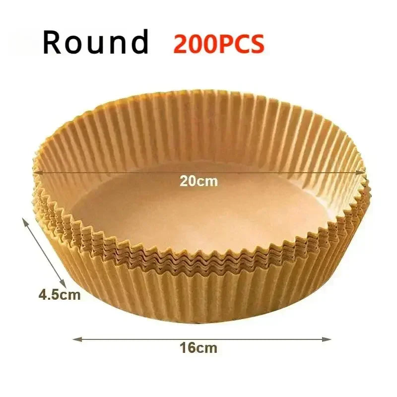 50/100 Pcs Papel para Freidora de Aire 🍴 Desechable Antiadherente con Revestimiento de Silicona | Papel Absorbente de Aceite para Hornear y Cocinar
