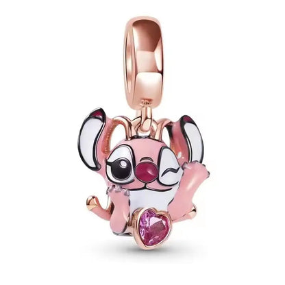 Collar, Aretes y Charm Disney Stitch | Compatible Pandora Pulsera Mujer DIY