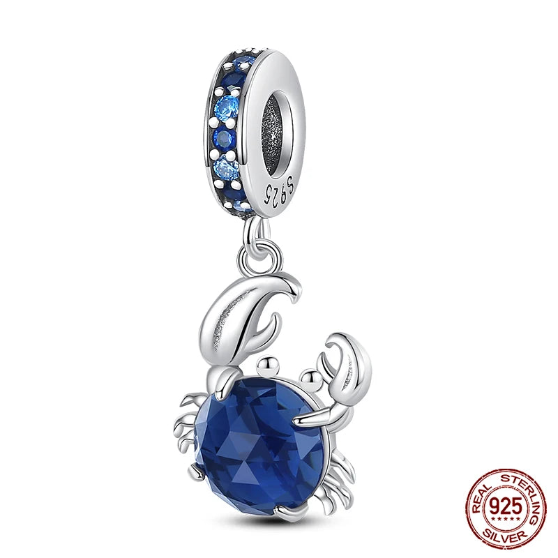 Charm Serie Océano en Plata 925 – Abalorios Tortuga, Cangrejo y Sirena para Pulsera Original Mujer