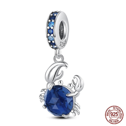 Charm Serie Océano en Plata 925 – Abalorios Tortuga, Cangrejo y Sirena para Pulsera Original Mujer