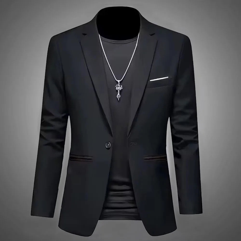Blazer Casual Slim Fit para Hombre Estilo Boutique Antiarugas de un Botón