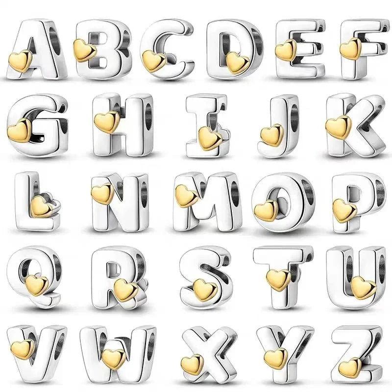 Charm Letras A-Z Plata 925 | Abecedario Completo para Pulseras Compatibles Pandora