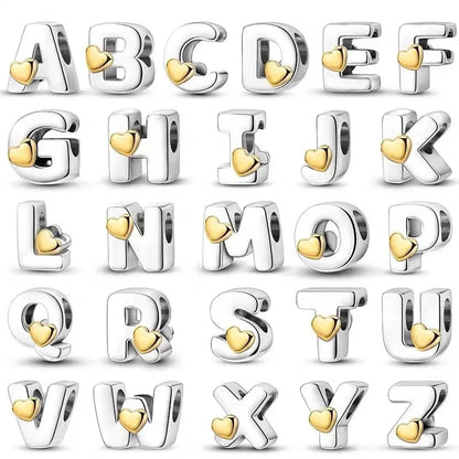Charm Letras A-Z Plata 925 | Abecedario Completo para Pulseras Compatibles Pandora
