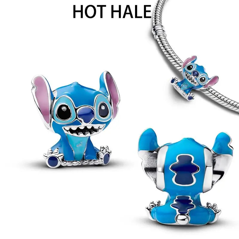 Collar, Aretes y Charm Disney Stitch | Compatible Pandora Pulsera Mujer DIY