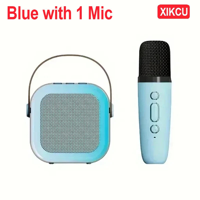 XIKCU Máquina de Karaoke portátil – Parlante con luces RGB + 2 micrófonos inalámbricos para fiestas y cumpleaños