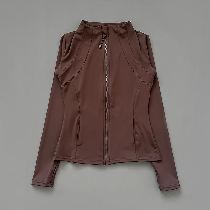 Chaqueta Deportiva de Mujer Quick Dry | Sudadera Slim Fit con Cremallera y Cuello Alto para Yoga, Running y Fitness